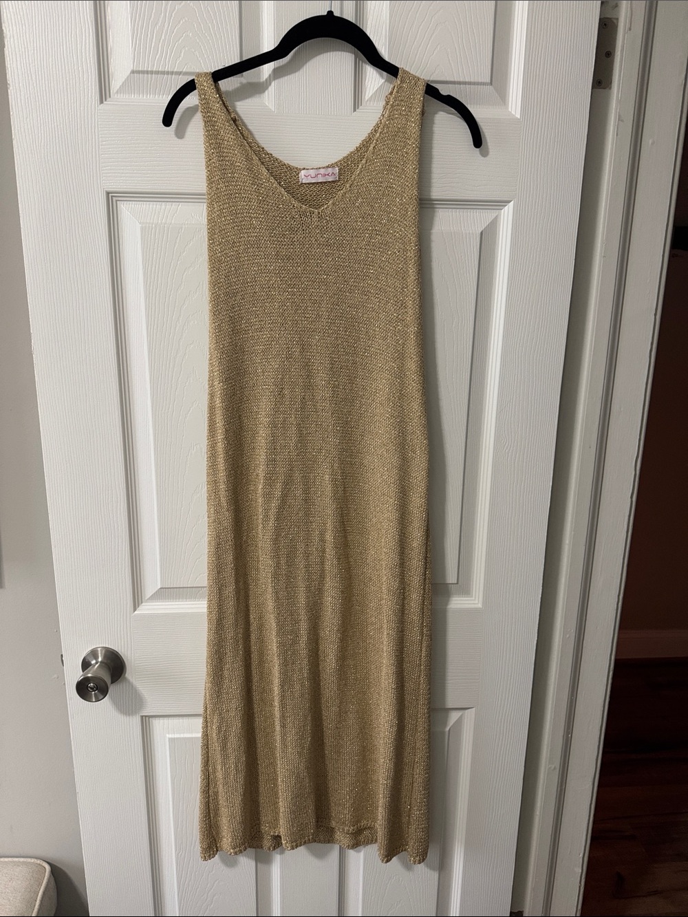 GORGEOUS Gold Shimmery Knit Maxi Dress